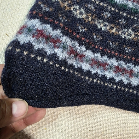 Eddie Bauer Pullover Sweater Women's L Blue Fair Isle Long Sleeve Crew Neck Wool - Picture 4 of 8